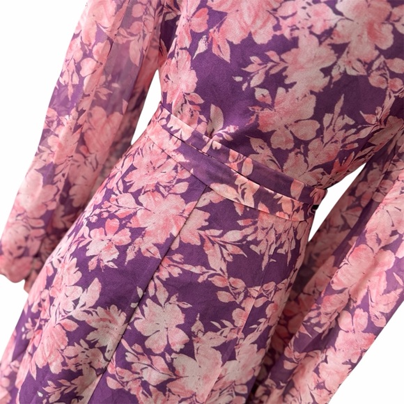 Hutch Floral Wrap Midi Dress XS Purple High Low Sadey Wedding Guest NWT - Picture 9 of 16